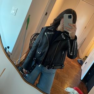 IRO MOTO studded leather jacket never worn mint condition tags on size 42